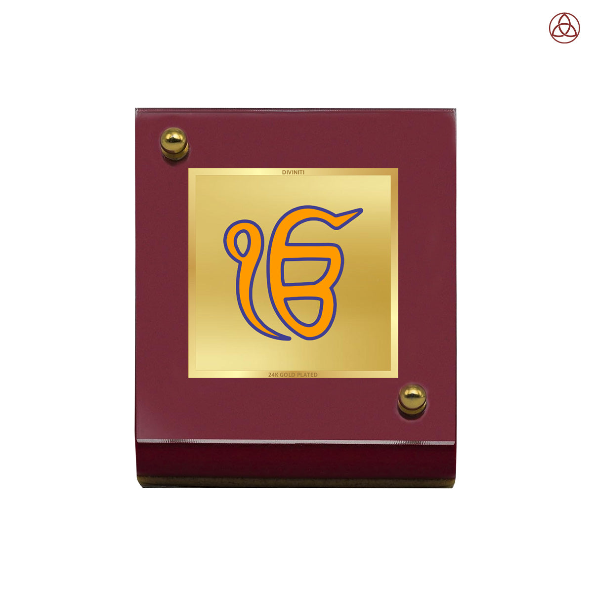 Ik Onkar | Divine Sikh Symbol Car Dashboard & Tabletop Photo Frame in 24K Gold Plated Foil