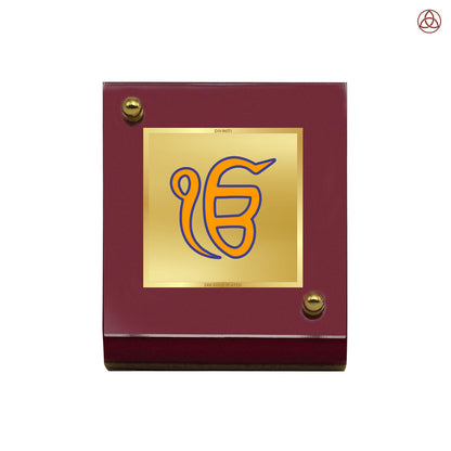 Ik Onkar | Divine Sikh Symbol Car Dashboard & Tabletop Photo Frame in 24K Gold Plated Foil