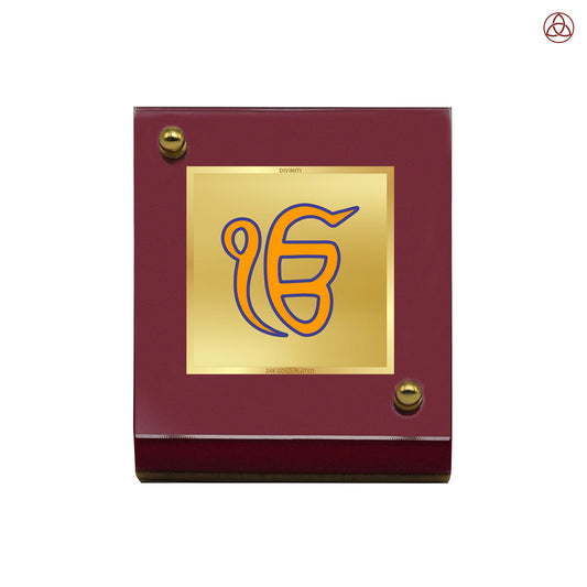 Ik Onkar | Divine Sikh Symbol Car Dashboard & Tabletop Photo Frame in 24K Gold Plated Foil