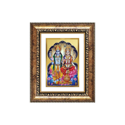 Diviniti 24K Gold Plated Vishnu Lakshmi (Classic) Divine Wall and Table Top Frame for Home Mandir & Office Decor | Luxury Spiritual Gift