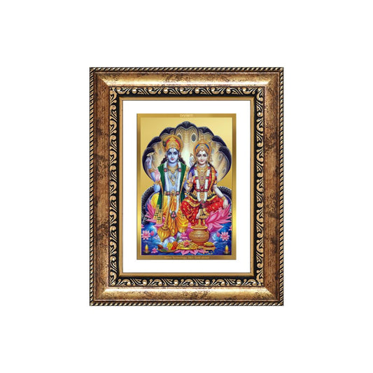 Diviniti 24K Gold Plated Vishnu Lakshmi (Classic) Divine Wall and Table Top Frame for Home Mandir & Office Decor | Luxury Spiritual Gift
