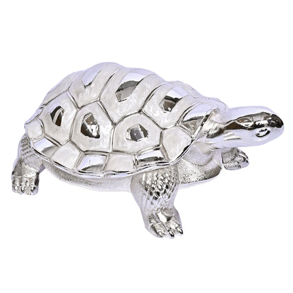 999 Silver Plated Tortoise Showpiece | Luxury Finish Decorative Tabletop Figurine for Home Decor and Gifting
