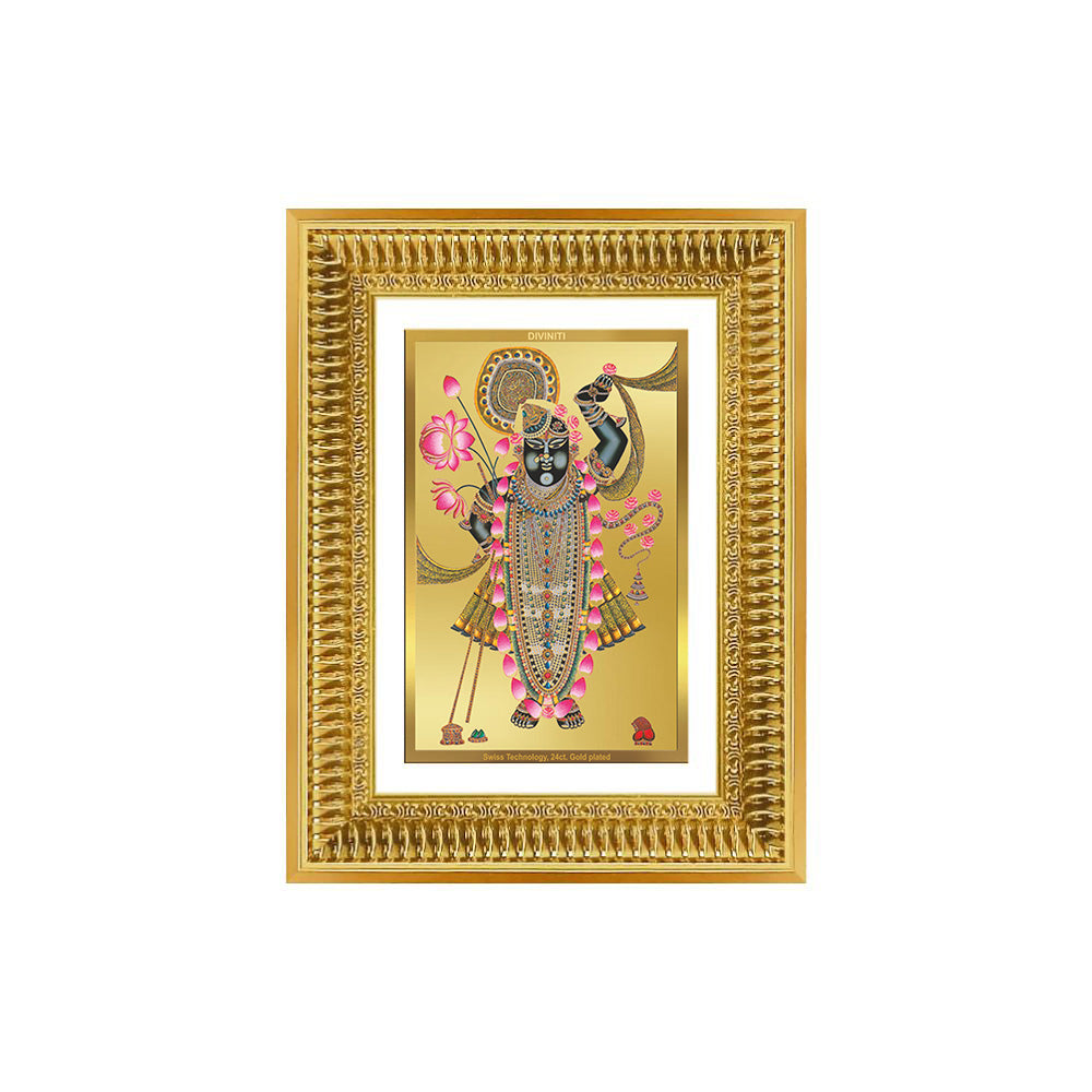 Diviniti 24K Gold Plated Shrinath Ji (Classic) Divine Wall Frame for Home Mandir & Office Decor | Luxury Spiritual Gift