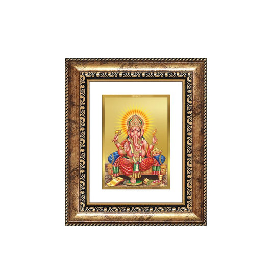 Diviniti 24K Gold Plated Ganesha Divine Table Top Frame for Home Mandir & Office Decor | Luxury Spiritual Gift