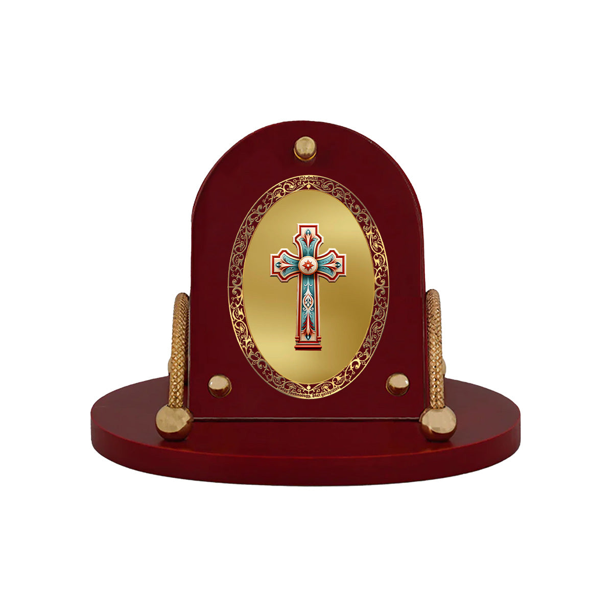 Holy Cross | Divine Christian Cross Car Dashboard & Tabletop Photo Frame in 24K Gold Plated Foil