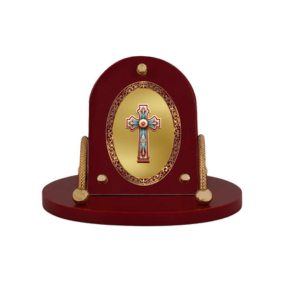 Holy Cross | Divine Christian Cross Car Dashboard & Tabletop Photo Frame in 24K Gold Plated Foil