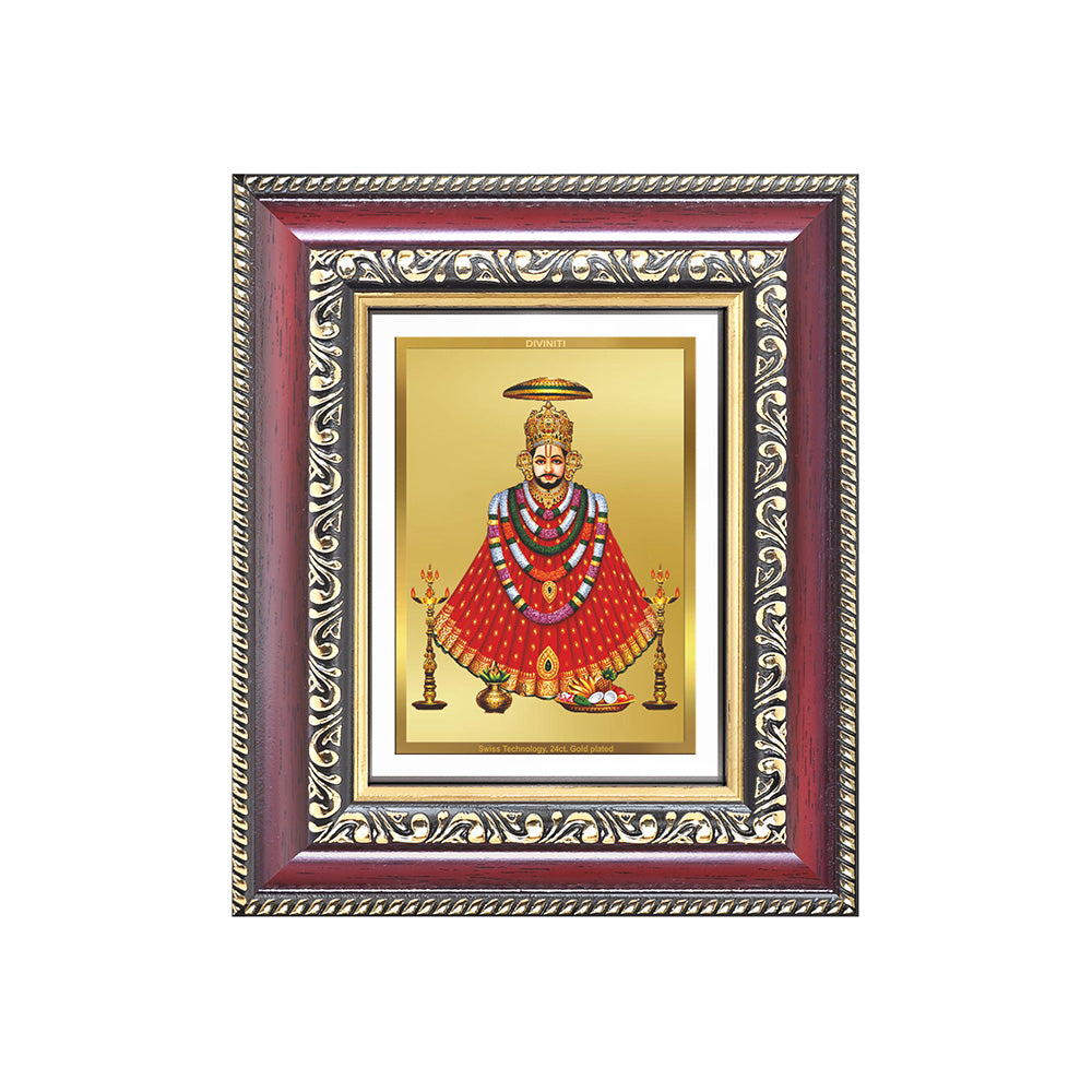 Diviniti 24K Gold Plated Khatu Shyam (Classic) Divine Table Top Frame for Home Mandir & Office Decor | Luxury Spiritual Gift