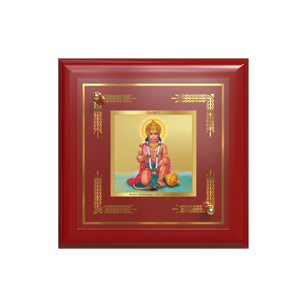Ashirwad Hanuman | Blessing Hanuman Ji 24K Gold Plated Photo Frame for Home Décor, Tabletop & Office | Blessings of Protection, Strength & Courage (MDF1A)