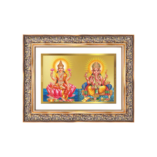 Diviniti 24K Gold Plated Lakshmi Ganesha (Classic) Divine Wall Frame for Home Mandir & Office Decor | Luxury Spiritual Gift