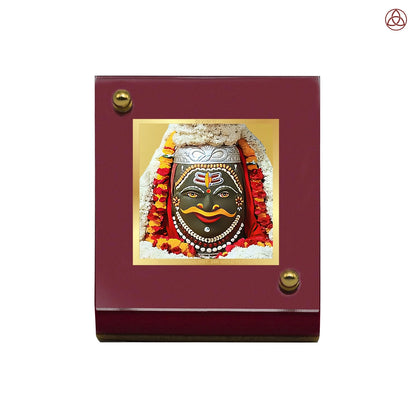 Mahakaleshwar Shiv Car Dashboard Frame | 24K Gold Plated Foil Religious Idol Photo Frame for Car, Home & Office | Mahakal Spiritual Decor for Protection, Positivity & Blessings