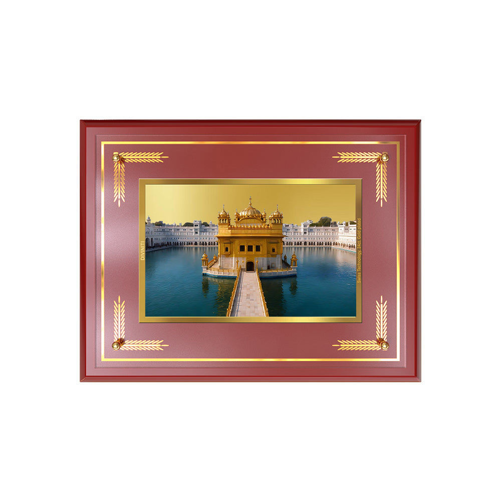 Sachkhand Shri Darbar Sahib Ji | Golden Temple | Sacred Sikh Shrine Wall and Tabletop Photo Frame in 24K Gold Plated Foil