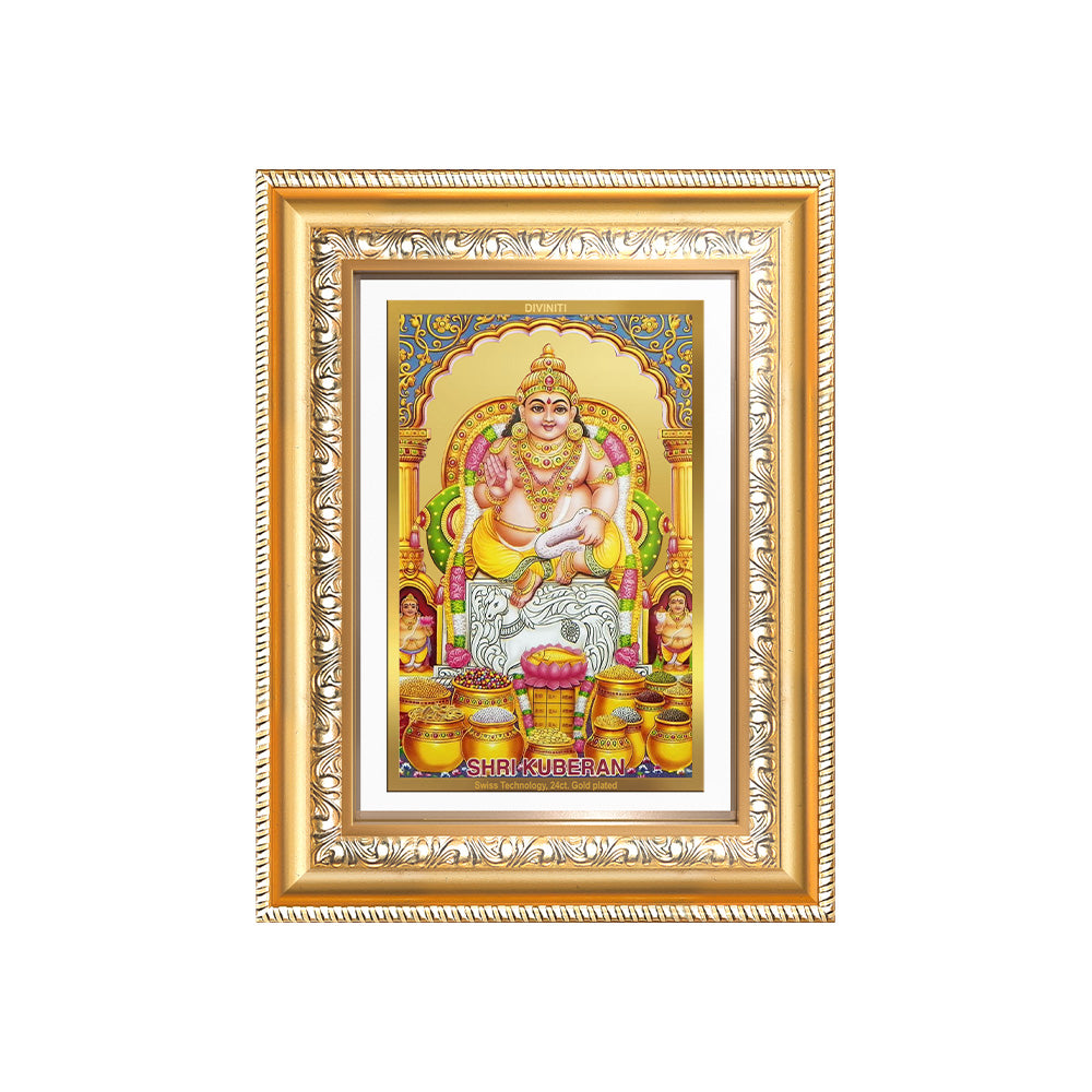 Diviniti 24K Gold Plated Kuber (Classic) Divine Wall Frame for Home Mandir & Office Decor | Luxury Spiritual Gift