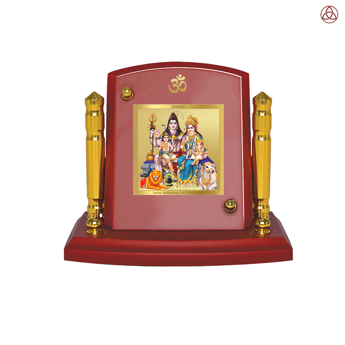 Shiv Parivar | Divine Lord Shiva and Family Car Dashboard & Tabletop Photo Frame in 24K Gold Plated Foil