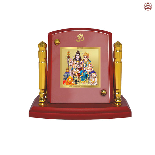 Shiv Parivar | Divine Lord Shiva and Family Car Dashboard & Tabletop Photo Frame in 24K Gold Plated Foil