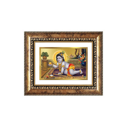 Diviniti 24K Gold Plated Laddu Gopal (Classic) Divine Wall and Table Top Frame for Home Mandir & Office Decor | Luxury Spiritual Gift