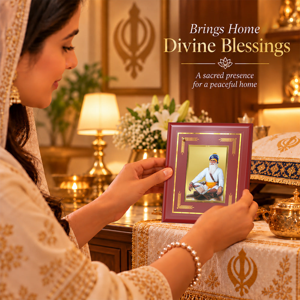24K Gold-Plated Baba Deep Singh Ji MDF Frame | Premium Gift Box | 16 X 13.5 CM