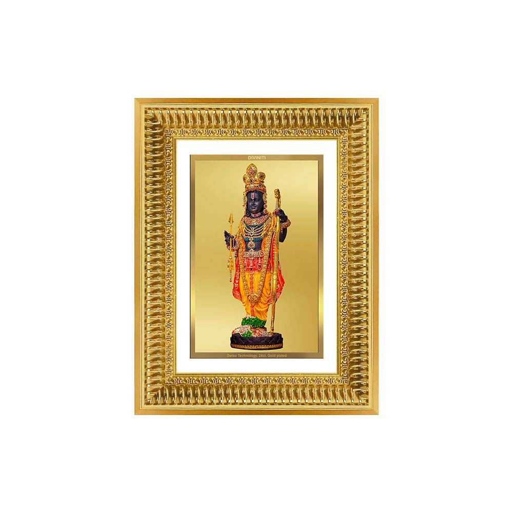Diviniti 24K Gold Plated Ram Lalla With Arch (Classic) Divine Wall Frame for Home Mandir & Office Decor | Luxury Spiritual Gift