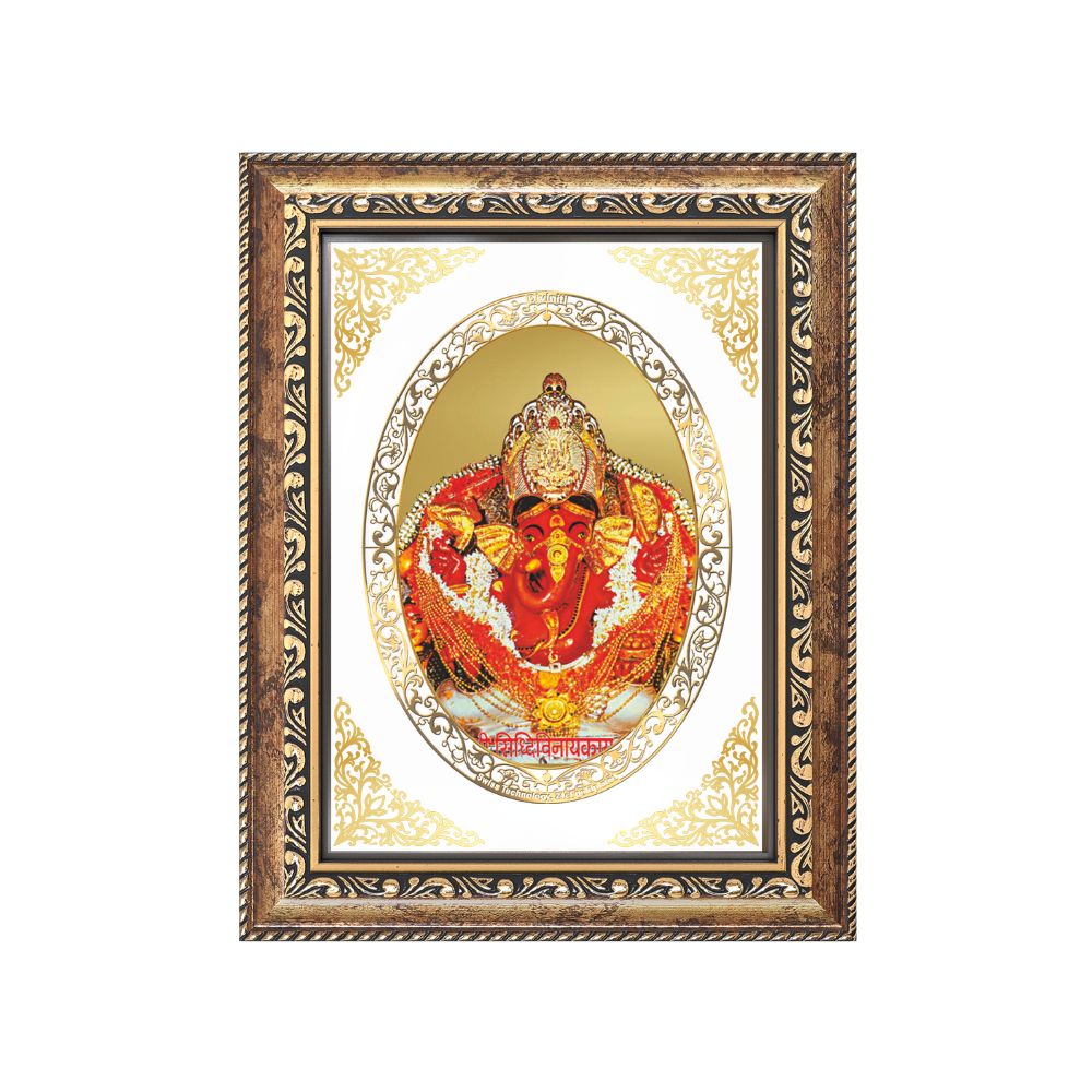 Siddhivinayak Ganpati Divine Mumbai Sacred Wish Fulfillment Royal Tabletop Frame in 24K Gold Plated Foil