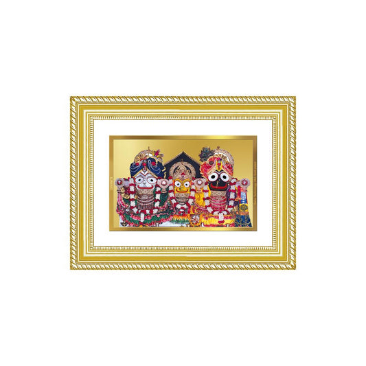 Diviniti 24K Gold Plated Jagannath Subhadra Balabhadra (Classic) Divine Wall Frame for Home Mandir & Office Decor | Luxury Spiritual Gift