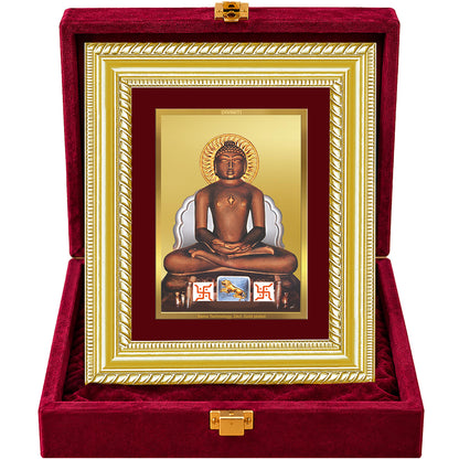 24K Gold-Plated Lord Mahavira Frame | Premium Gift Box | 21.5x17.5 CM
