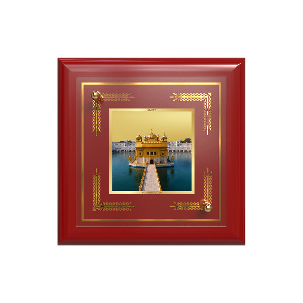 Golden Temple | Shri Harmandir Sahib 24K Gold Plated Divine Photo Frame for Home Décor, Tabletop & Office | Blessings of Peace, Faith & Spiritual Harmony (MDF1A)