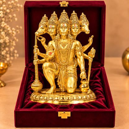 24K Gold-Plated Panchmukhi Hanuman Idol | Premium Gift Box | 17.5x12 CM