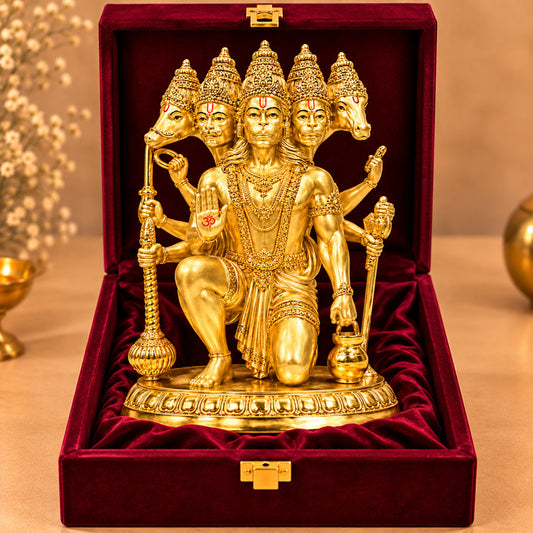 24K Gold-Plated Panchmukhi Hanuman Idol | Premium Gift Box | 17.5x12 CM