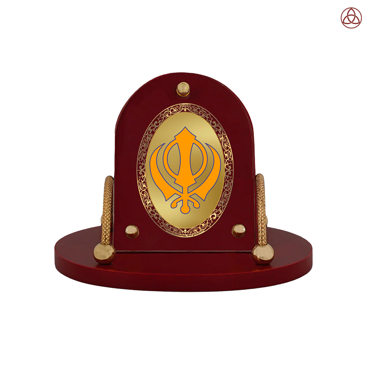Khanda Sahib | Sacred Sikh Symbol 24K Gold Plated Divine Photo Frame for Car Dashboard, Home Décor & Tabletop | Blessings of Strength, Unity & Faith