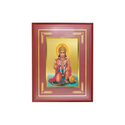 Diviniti 24K Gold Plated Ashirwad Hanuman Blessing Tabletop Photo Frame | Strength, Protection & Divine Grace