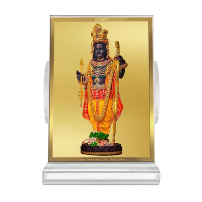 Ram Lalla with Arch | Divine Lord Ram Lalla Car Dashboard & Tabletop Photo Frame in 24K Gold Plated Foil