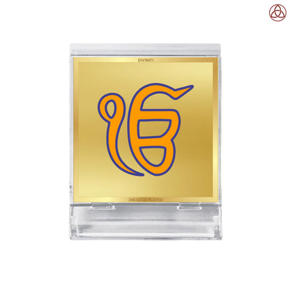 Ik Onkar | Divine Sikh Symbol Car Dashboard & Tabletop Photo Frame in 24K Gold Plated Foil