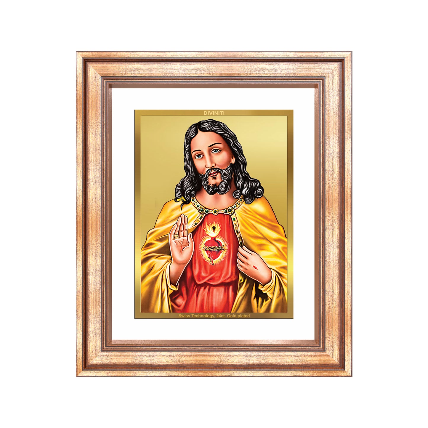 Diviniti 24K Gold Plated Jesus Christ (Classic) Divine Wall Frame for Home Mandir & Office Decor | Luxury Spiritual Gift