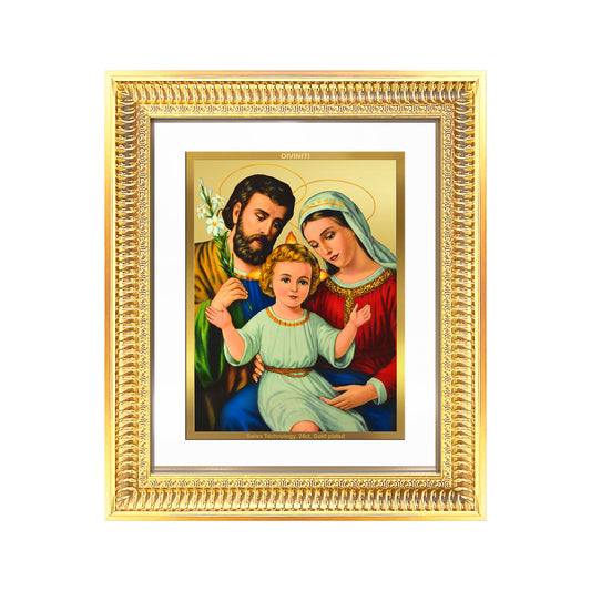 Diviniti 24K Gold Plated Holy Family (Classic) Divine Wall Frame for Home Mandir & Office Decor | Luxury Spiritual Gift