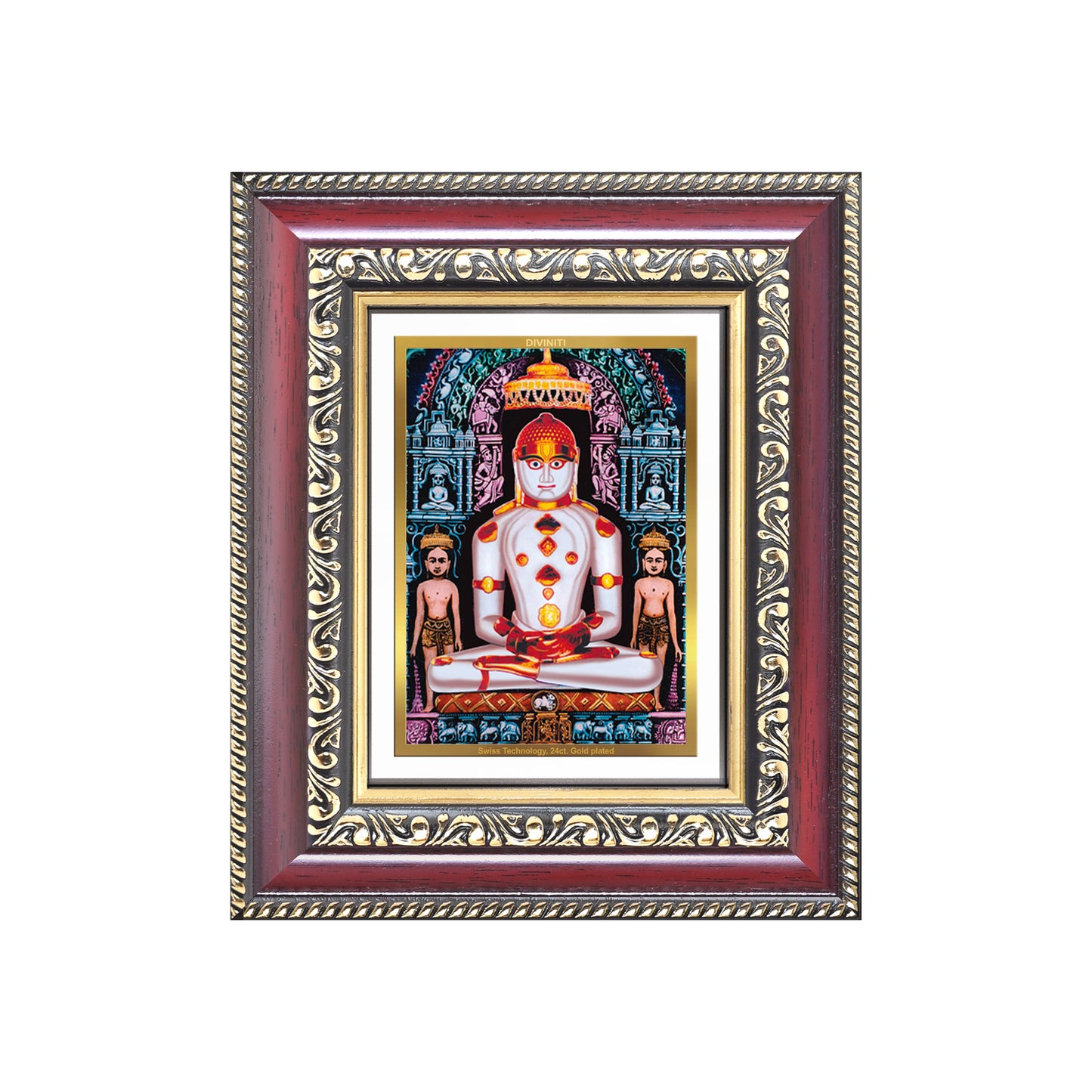 Diviniti 24K Gold Plated Adinath Divine Table Top Frame for Home Mandir & Office Decor | Premium Jain Spiritual Gift