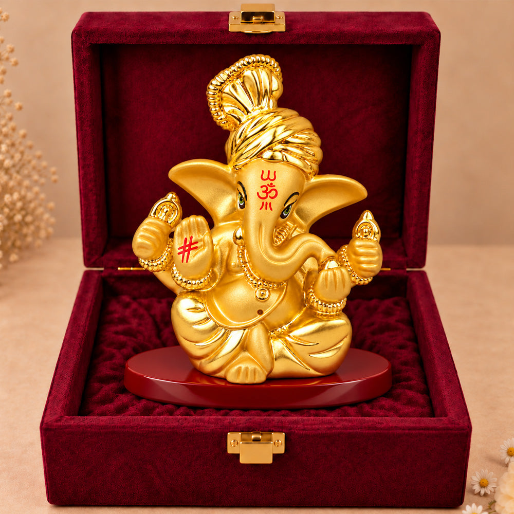 DIVINITI 999 Silver-Plated Lord Ganesha Idol | Car & Home Décor | Gift Box | 7x7 CM