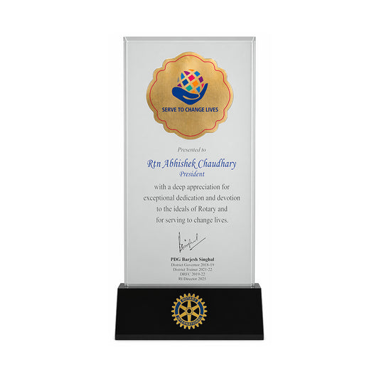 Customized Wooden Trophy with Matter Printed on 24K Gold Plated Foil | Personalized Premium Award