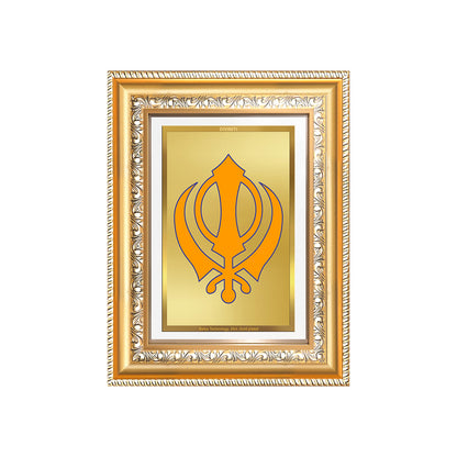 Diviniti 24K Gold Plated Khanda Sahib (Classic) Divine Wall Frame for Home Mandir & Office Decor | Luxury Spiritual Gift