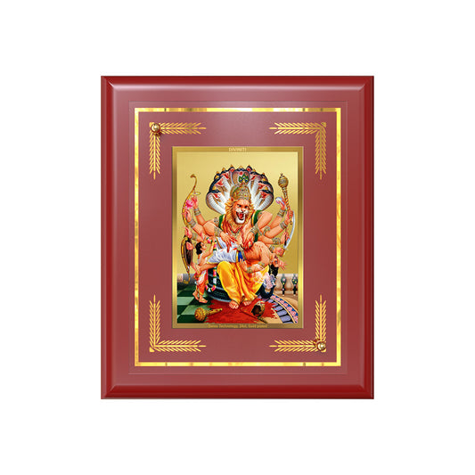 Diviniti 24K Gold Plated Lord Narasimha Blessing Tabletop Photo Frame | Protection, Strength & Divine Grace