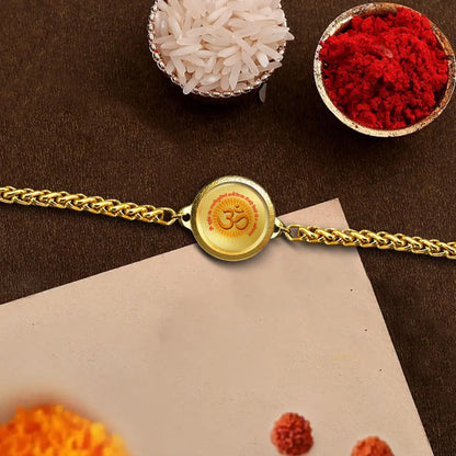 24K Gold Plated 22MM Om Bracelet with Gayatri Mantra – Spiritual Protection & Positive Energy Wristwear