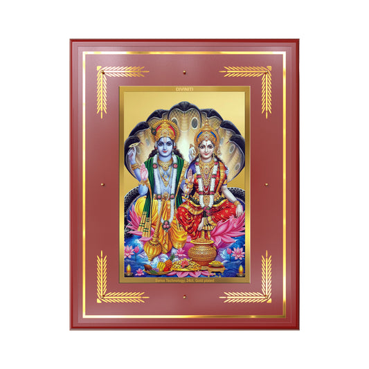 Lakshmi Vishnu | Divine Consort Wall Mount Photo Frame in 24K Gold Plated Foil
