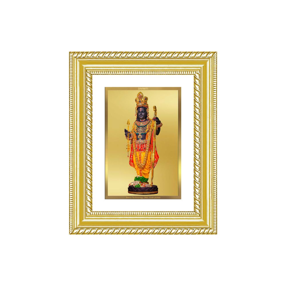 Diviniti 24K Gold Plated Ram Lalla With Arch (Classic) Divine Wall and Table Top Frame for Home Mandir & Office Decor | Luxury Spiritual Gift