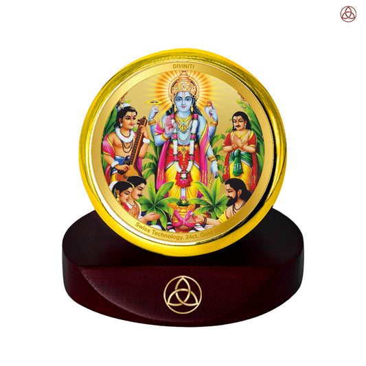 Lord Satyanarayana | Divine Form of Truth and Prosperity Tabletop Frame in 24K Gold Plated Foil