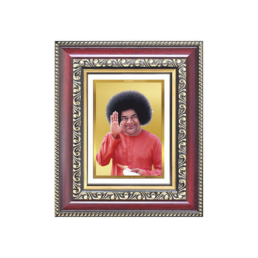 Diviniti 24K Gold Plated Satya Sai Baba (Classic) Divine Table Top Frame for Home Mandir & Office Decor | Luxury Spiritual Gift