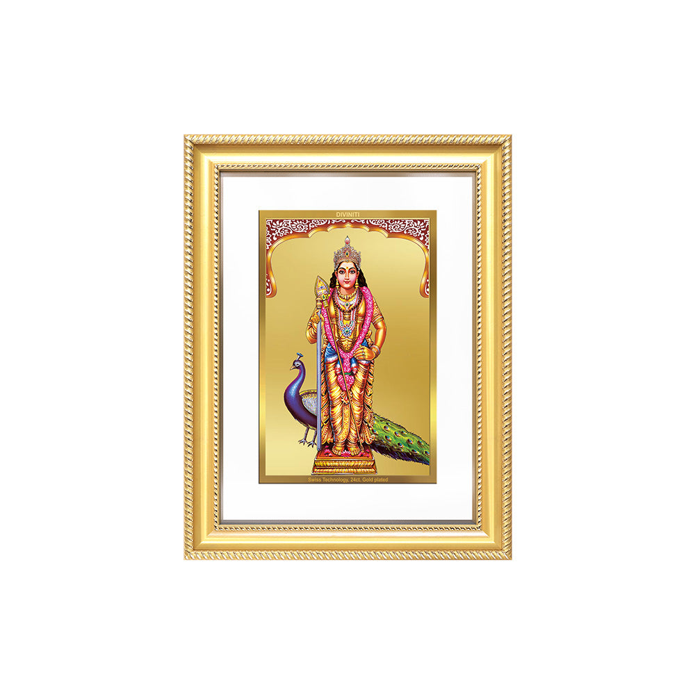 Diviniti 24K Gold Plated Murugan (Classic) Divine Wall Frame for Home Mandir & Office Decor | Luxury Spiritual Gift