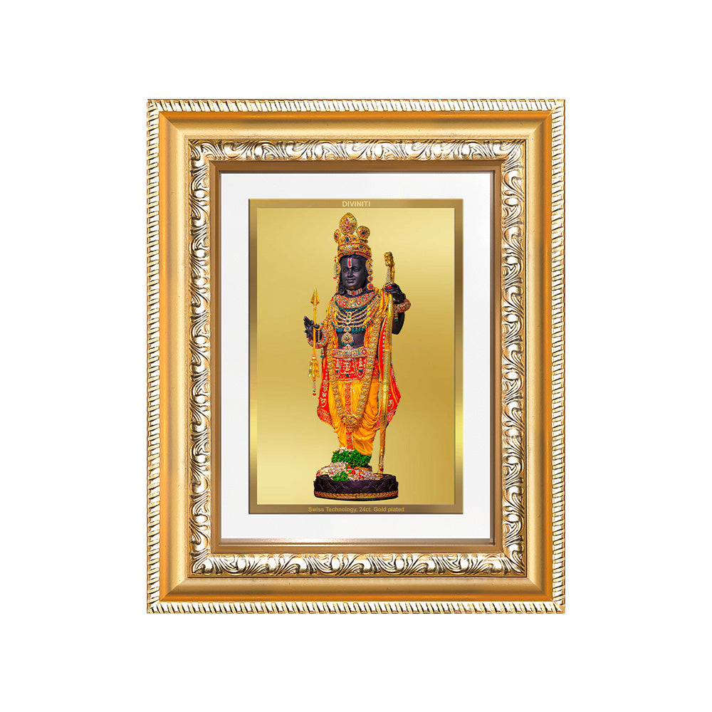 Diviniti 24K Gold Plated Ram Lalla With Arch (Classic) Divine Wall and Table Top Frame for Home Mandir & Office Decor | Luxury Spiritual Gift