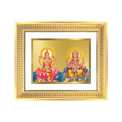 Diviniti 24K Gold Plated Lakshmi Ganesha (Classic) Divine Wall Frame for Home Mandir & Office Decor | Luxury Spiritual Gift