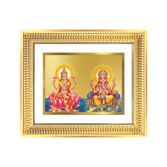 Diviniti 24K Gold Plated Lakshmi Ganesha (Classic) Divine Wall Frame for Home Mandir & Office Decor | Luxury Spiritual Gift
