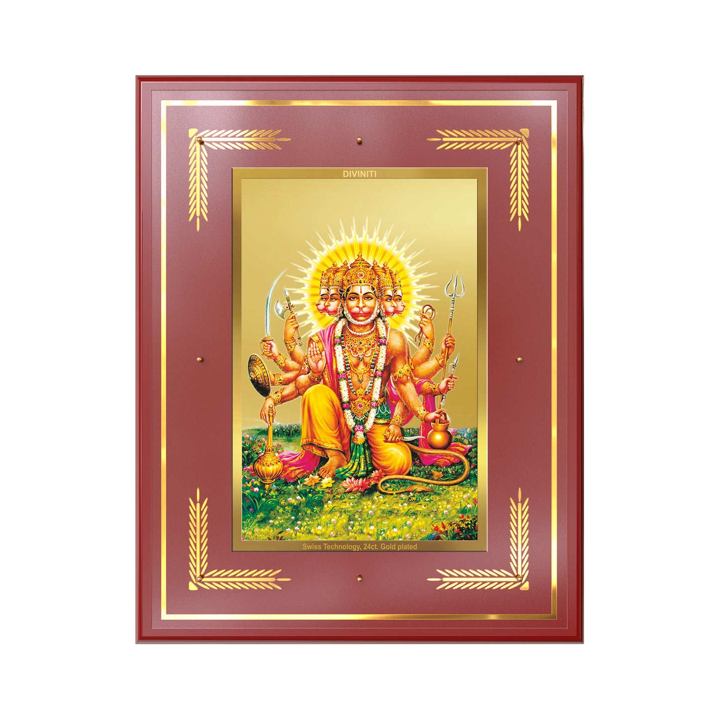 Panchmukhi Hanuman | Five-Faced Hanuman Wall Mount Photo Frame in 24K Gold Plated Foil