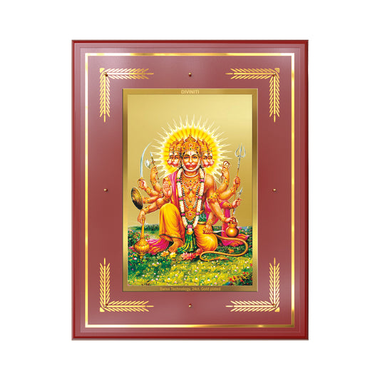 Panchmukhi Hanuman | Five-Faced Hanuman Wall Mount Photo Frame in 24K Gold Plated Foil