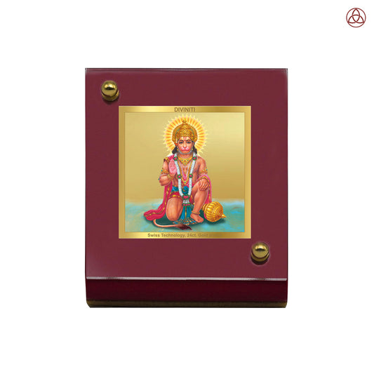 Hanuman | Divine Lord Hanuman Car Dashboard & Tabletop Photo Frame in 24K Gold Plated Foil (MDF 1B) 6X5.5 CM